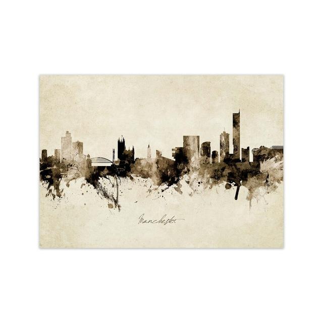 Manchester England Skyline Vintage by Michael Tompsett - Print Latitude Run Format: Unframed, Size: 21cm H x 30cm W x 1cm D on Productcaster.