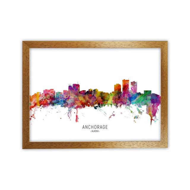 Anchorage Alaska Skyline by Michael Tompsett - Graphic Art Latitude Run Format: Brown Framed, Size: 46cm H x 63cm W x 3cm D on Productcaster.