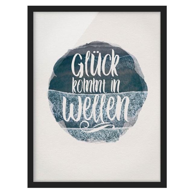 Picture With Frame - Watercolors - Happiness Comes In Waves - Portrait 4:3 Maturi Frame Option: Black Framed, Size: 100cm H x 70cm W x 2cm D on Productcaster.