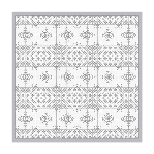 Vinyl Rug with a Gray Floral Tile Pattern East Urban Home Rug Size: Square 140cm on Productcaster.