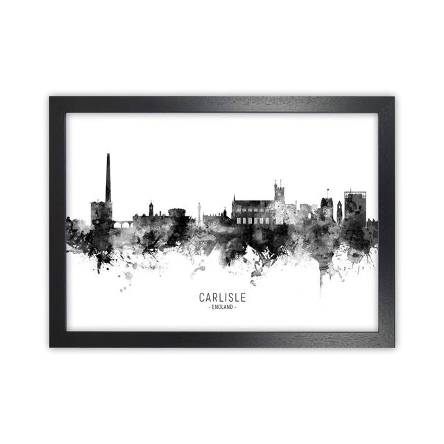 Carlisle England Skyline Black White City Name by Michael Tompsett - Graphic Art Print Latitude Run Size: 46cm H x 63cm W x 3cm D, Format: Black Frame on Productcaster.