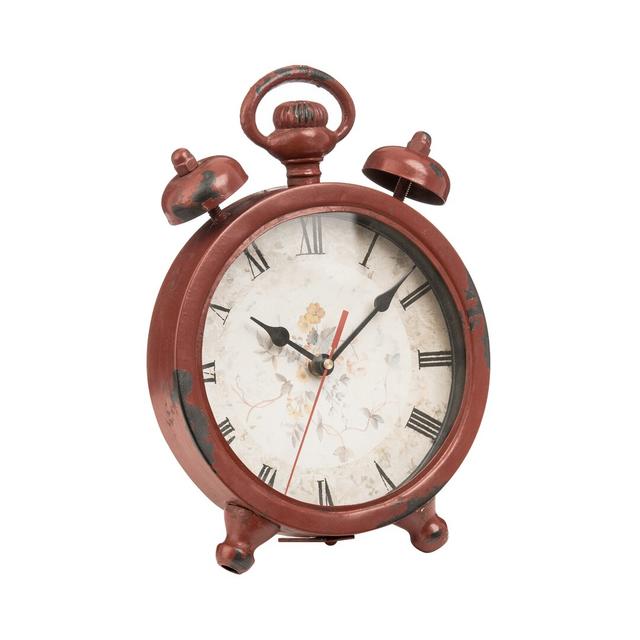 Analogue Metal Alarm Tabletop Clock in Red/Antique Cream Borough Wharf on Productcaster.