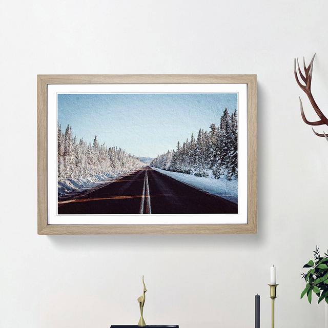 Road Through a Forest in Canada - Picture Frame Painting Print East Urban Home Frame Option: Oak Framed, Size: 27cm H x 36cm W x 2cm D on Productcaster.