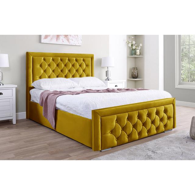 Agusta Upholstered Bed Rosdorf Park Colour: Turmeric, Size: Small Double (4') on Productcaster.