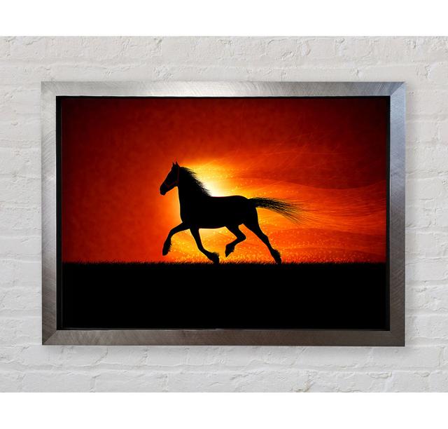 Running Horse Sunset Blaze - Einzelner Bilderrahmen Kunstdrucke Natur Pur Größe: 42 cm H x 59,7 cm B x 3,4 cm T on Productcaster.