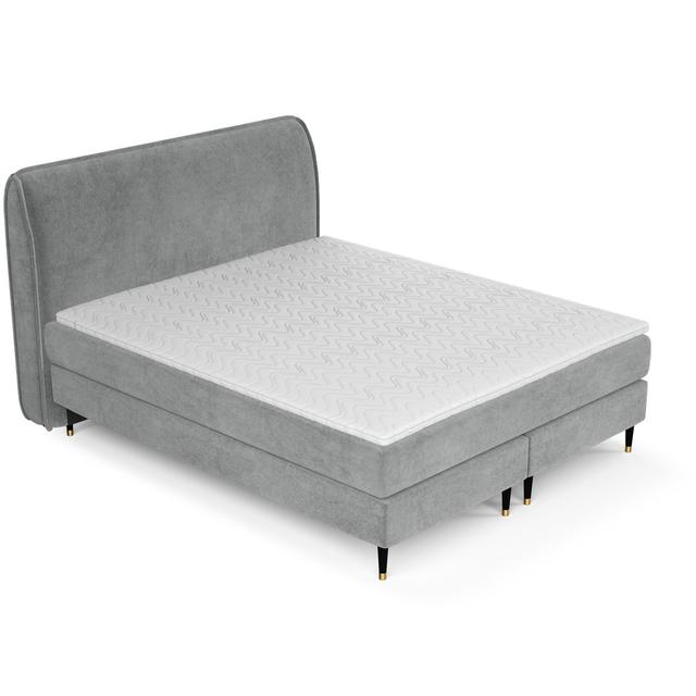 Boxspringbett Offo mit komfortablem Visco-Schaumstoff-Topper Maison de Rêve Größe: 140 x 200 cm, Farbe: Grau on Productcaster.