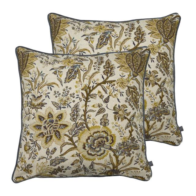 Pegram Floral Square Throw Cushion (Set of 2) Marlow Home Co. Colour: Ochre on Productcaster.