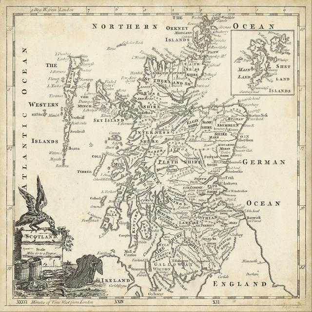 Map Of Scotland by T. Jeffreys - Wrapped Canvas Painting Borough Wharf Size: 20cm H x 30cm W on Productcaster.