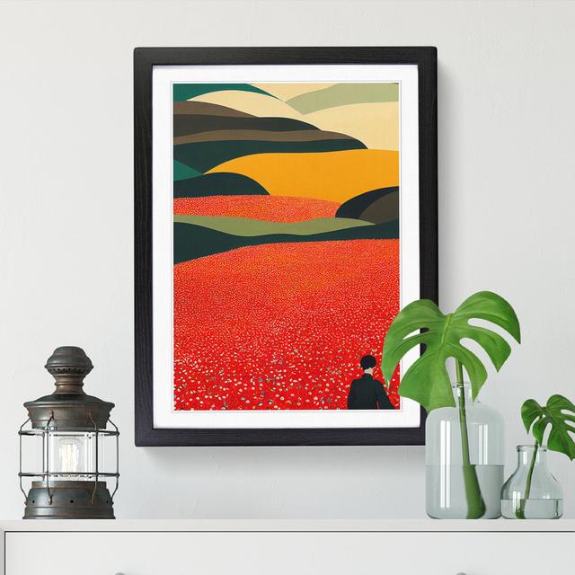 Poppy Field View - Picture Frame Print Big Box Art Size: 46cm H x 34cm W x 2cm D, Frame Option: Black on Productcaster.