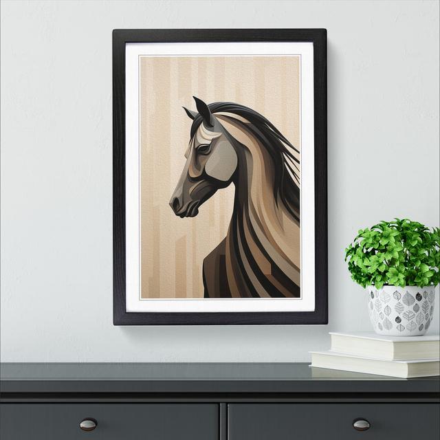 Horse Minimalism No.2 Big Box Art Size: 46cm H x 34cm W x 2cm D, Frame Colour: Black Framed on Productcaster.