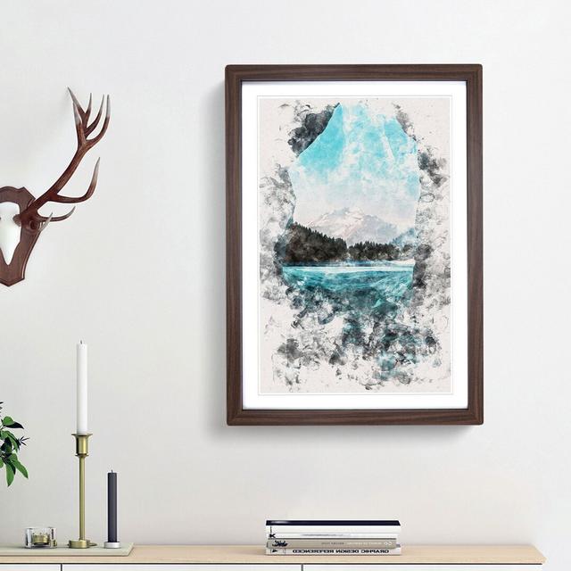 Blue Ice Tunnel Watercolour - Picture Frame Graphic Art East Urban Home Frame Option: Walnut Framed, Size: 45cm H x 33cm W x 2cm D on Productcaster.