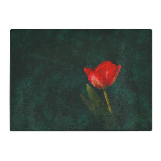 Tempered Glass Lone Red Tulip Chopping Board East Urban Home Size: 20 cm x 28.5 cm on Productcaster.