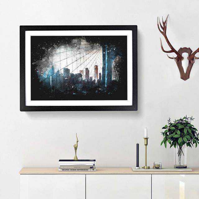 Brooklyn Bridge & New York Skyline Paint Splash - Picture Frame Graphic Art East Urban Home Size: 45cm H x 63cm W x 2cm D, Frame Option: Black Framed on Productcaster.