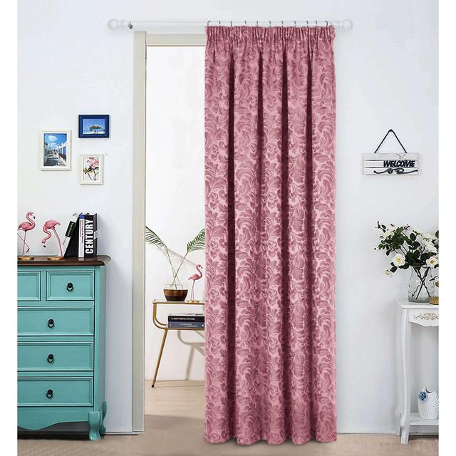 Melany Pencil Pleat Room Darkening Door Curtain Rosdorf Park Curtain Colour: Pink, Panel Size: 114 W x 213 D cm on Productcaster.