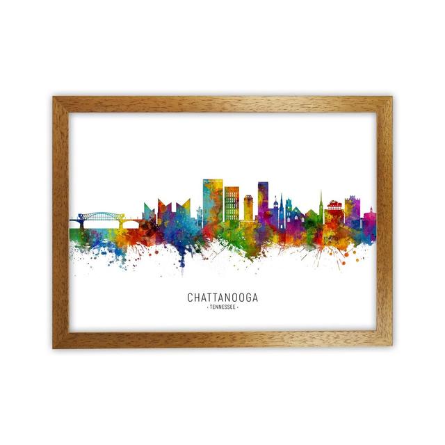 Chattanooga Tennessee Skyline by Michael Tompsett - Print Latitude Run Format: Brown Framed, Size: 64cm H x 88cm W x 3cm D on Productcaster.