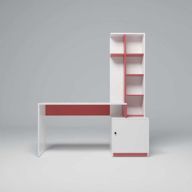 Deanta L-Shape Desk Ebern Designs Colour: White/Red on Productcaster.