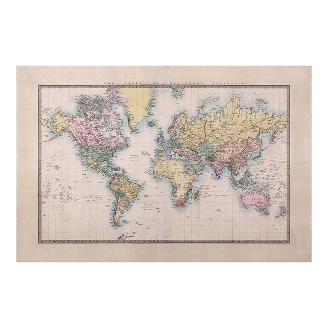 Vintage World Map from 1850 2.9m x 4.32m Textured Matte Peel & Stick Wall Mural East Urban Home on Productcaster.