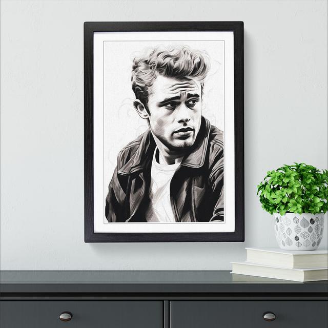 James Dean Line - Single Picture Frame Print on Wood Marlow Home Co. Format: Black Framed, Size: 64cm H x 46cm W x 2cm D on Productcaster.