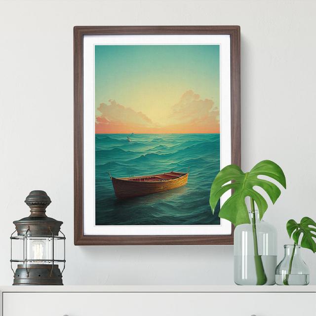 Boat Behind The Sun - Print Breakwater Bay Matte Colour: White, Format: Walnut Framed, Size: 36cm H x 27cm W x 2cm D on Productcaster.