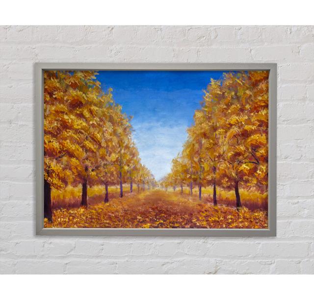 The Road Through The Orange Forest - Print Ophelia & Co. Size: 100cm H x 141.4cm W x 3.3cm D, Format: Light Grey Framed Canvas on Productcaster.