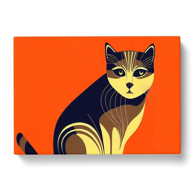 Cat Art Deco - Wrapped Canvas Print Marlow Home Co. on Productcaster.