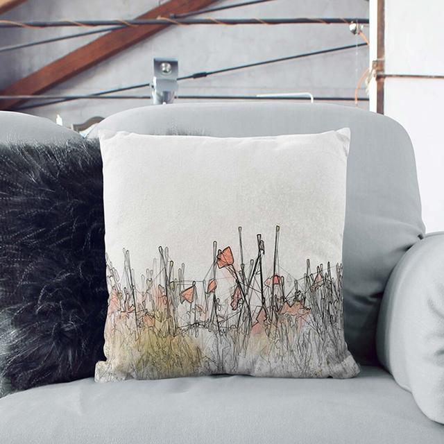 Field of Poppy Flowers in Abstract Cushion with Filling East Urban Home Backing Colour: Black, Size: 40cm H x 40cm W x 15cm D on Productcaster.