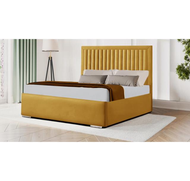 Anarae Bed Latitude Run Size: Small Double (4'), Colour: Yellow Mustard on Productcaster.