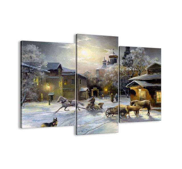 The Magic of Russian Winter - 3 Piece Unframed Graphic Art Print Set on Canvas Brayden Studio Size: 100cm H x 130cm W x 1.8cm D on Productcaster.