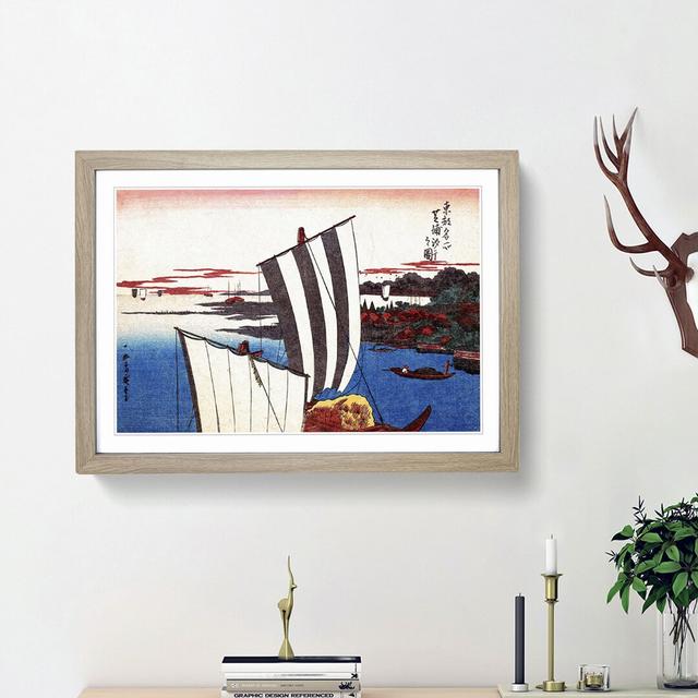 Shell Gathering at Shibaura by Utagawa Hiroshige - Picture Frame Painting Print East Urban Home Frame Option: Oak Framed, Size: 36cm H x 48cm W x 2cm on Productcaster.