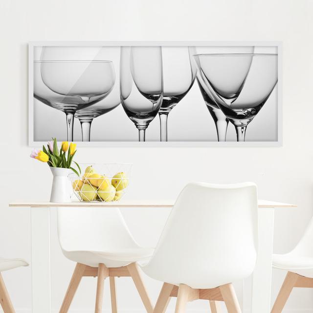 Noble Glasses Black and White - Picture Frame Graphic Art Ebern Designs Size: 50cm H x 130cm W x 2cm D, Frame Option: White on Productcaster.