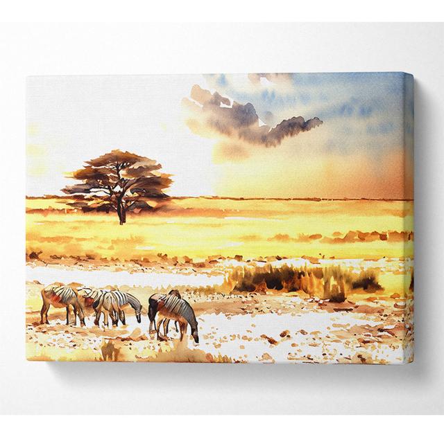 Herd Of Zebras - Wrapped Canvas Art Prints Latitude Vive Size: 35.6cm H x 50.8cm W x 10cm D on Productcaster.