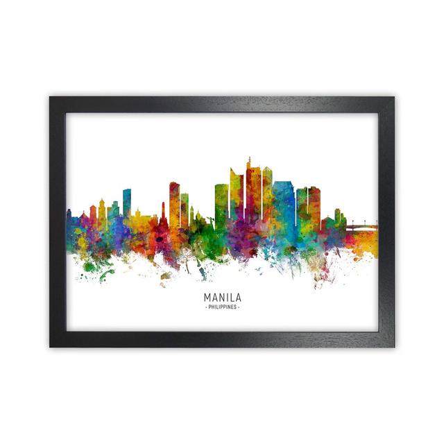 Manila Philippines Skyline by Michael Tompsett - Graphic Art Latitude Run Format: Black Framed, Size: 34cm H x 46cm W x 3cm D on Productcaster.