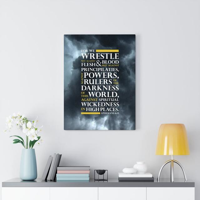 No Warrior Ephesians 6:12 - Wrapped Canvas Print Blue Elephant Size: 36cm H x 28cm W on Productcaster.