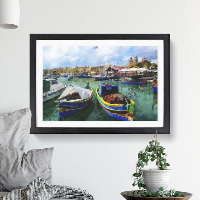 Fishing Boats in Malta - Picture Frame Graphic Art East Urban Home Size: 36cm H x 48cm W x 2cm D, Frame Option: Black Framed on Productcaster.