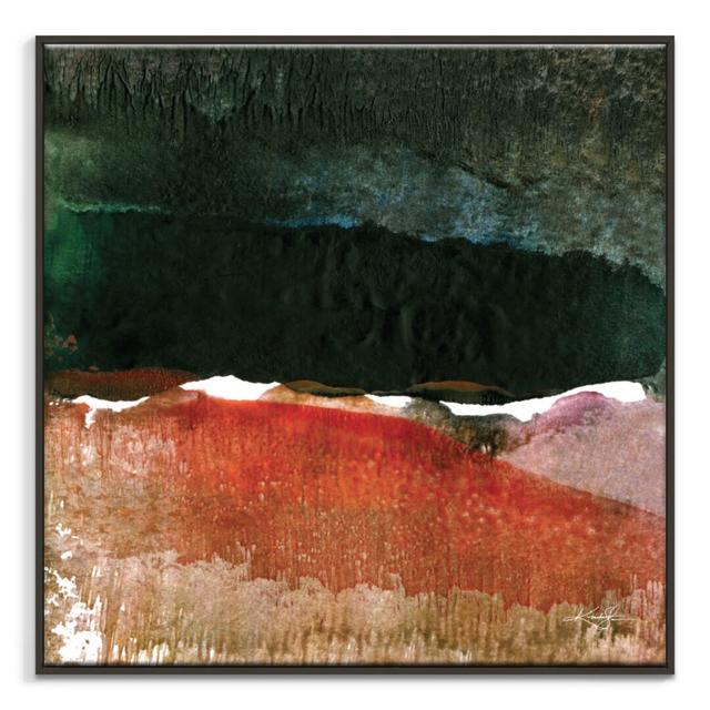 'Encaustic Abstract 23' Art Print on Canvas East Urban Home Size: 102cm H x 102cm W, Format: Black Floater Frame on Productcaster.