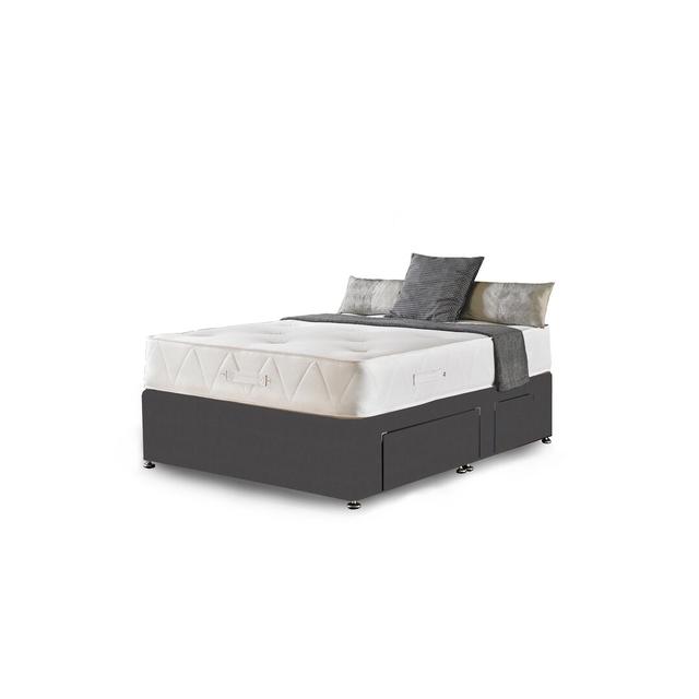 Asia Orthopaedic Divan Bed Fairmont Park Size: Double (4'6), Storage Type: No Storage, Colour: Steel Plush Velvet on Productcaster.