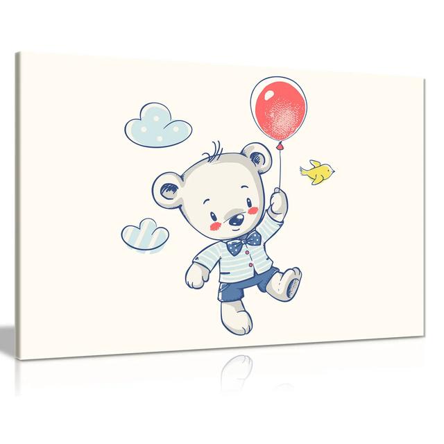 Kids Bedroom Baby Room Teddy Balloon Canvas Art Panther Print Size: 76cm H x 51cm W on Productcaster.