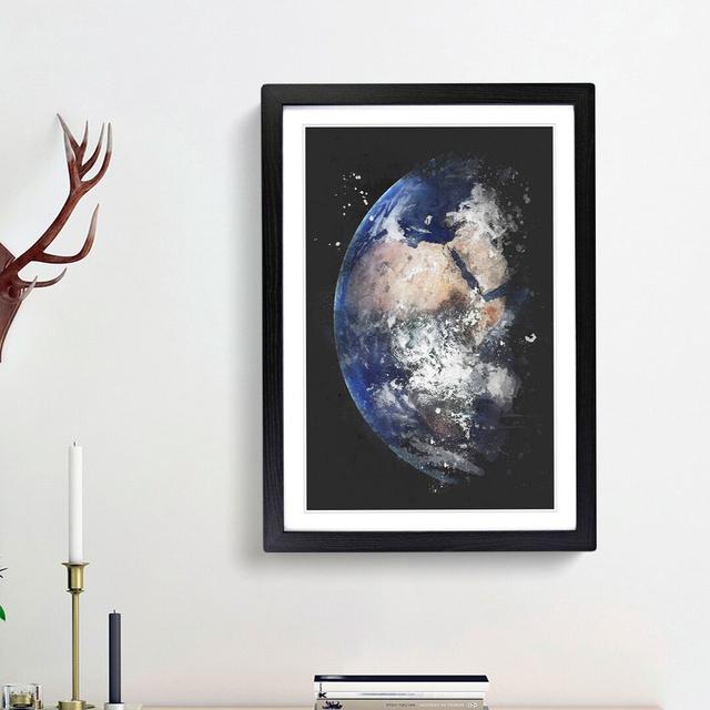 Eastern Hemisphere of Planet Earth - Picture Frame Painting Print East Urban Home Frame Option: Black Framed, Size: 63cm H x 45cm W x 2cm D on Productcaster.