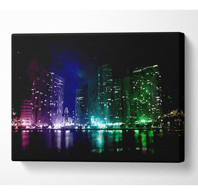 Creative City Lights - Wrapped Canvas Art Prints Latitude Run Size: 66cm H x 106.6cm W x 10cm D on Productcaster.