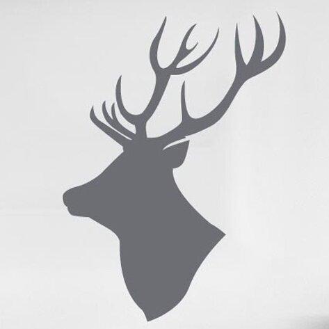 Stag Moose Head Side Profile Wall Sticker East Urban Home Size: Medium, Colour: Blue on Productcaster.