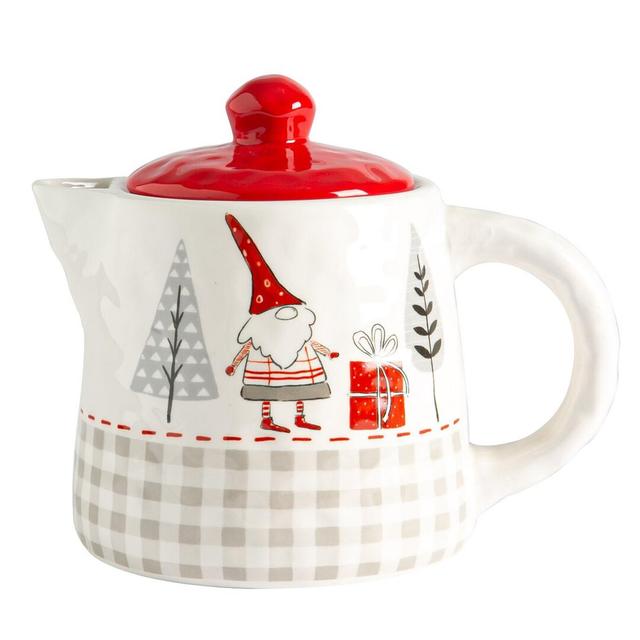 Nicola Spring - Patchwork Christmas Teapot - 800ml - White Nicola Spring on Productcaster.