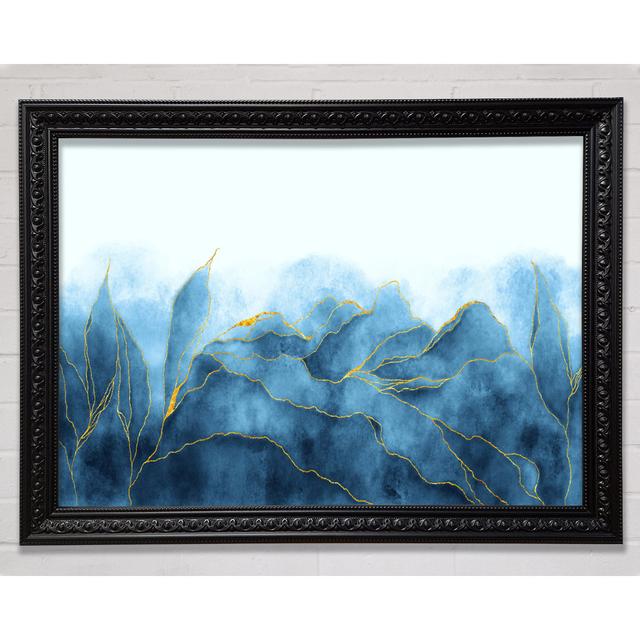 Gerahmtes Leinwandbild Blue Mists Of Gold Leaf Canora Grey Format: Poster mit schwarzem Rahmen, Größe: 84,1 cm H x 118,9 cm B x 3 cm T on Productcaster.