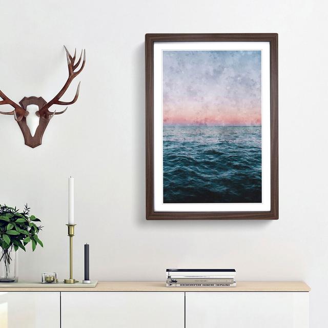 Moon Above the Vast Ocean - Picture Frame Painting Print East Urban Home Size: 33cm H x 24cm W x 2cm D, Frame Option: Walnut Framed on Productcaster.