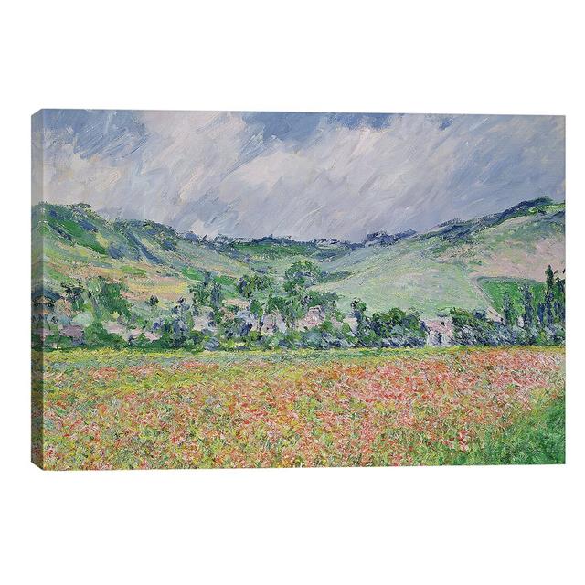 The Poppy Field Near Giverny, 1885 by Claude Monet - Painting on Canvas August Grove Size: 66.04cm H x 101.6cm W x 1.91cm D, Format: Wrapped Canvas on Productcaster.