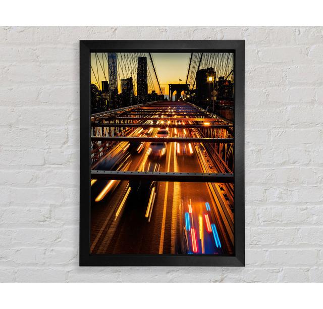 Speed Of Light On Brooklyn Bridge 1 - Single Picture Frame Art Prints Bright Star Size: 118.97cm H x 84.1cm W on Productcaster.