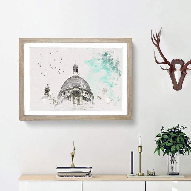 Birds Above Sacre Coeur Paris Watercolour - Picture Frame Graphic Art Print East Urban Home Frame Option: Oak Framed, Size: 40cm H x 60cm W x 2cm D on Productcaster.