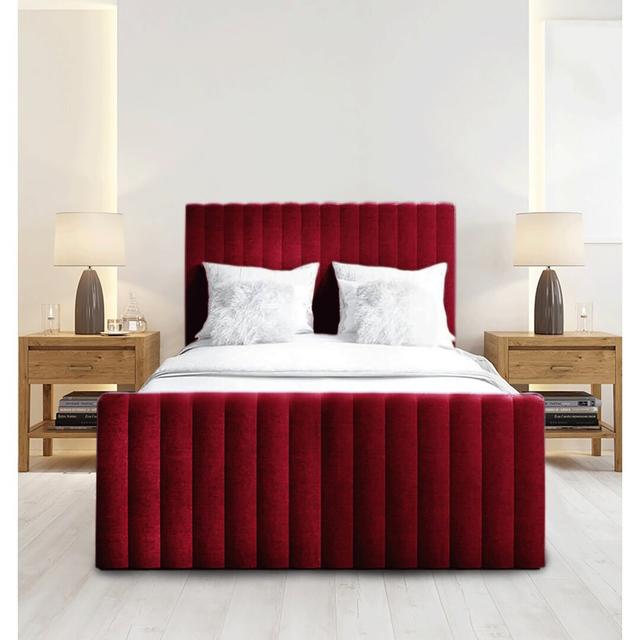 Arizona Upholstered Bed Frame 17 Stories Size: Single (3'), Colour: Red on Productcaster.