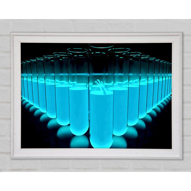 Blue Test Tubes Framed Print Ivy Bronx Size: 84.1cm H x 118.9cm W x 1.5cm D on Productcaster.