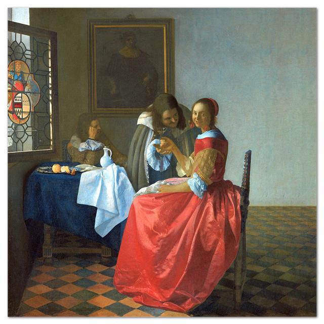 Dama Con Due Cavalieri by Johannes Vermeer - No Frame Painting on Plastic / Acrylic 17 Stories on Productcaster.