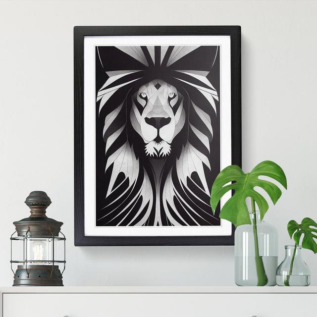 Lion Monochrome Vol.2 - Single Picture Frame Print Latitude Vive Size: 46cm H x 34cm W x 2cm D, Frame Option: Walnut on Productcaster.